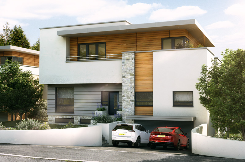 architectural visualisation of contemporary house